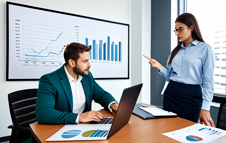 세무사와 분식회계 사례 연구 - **Prompt:** A forensic accountant meticulously reviewing financial documents with advanced data anal...