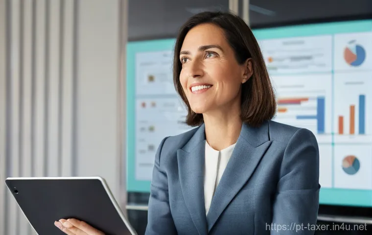 세무사로서의 고객 신뢰 구축 - **Prompt 1: Transparent Fiscal Guidance**
    A bright, well-lit image of a female fiscal consultant...