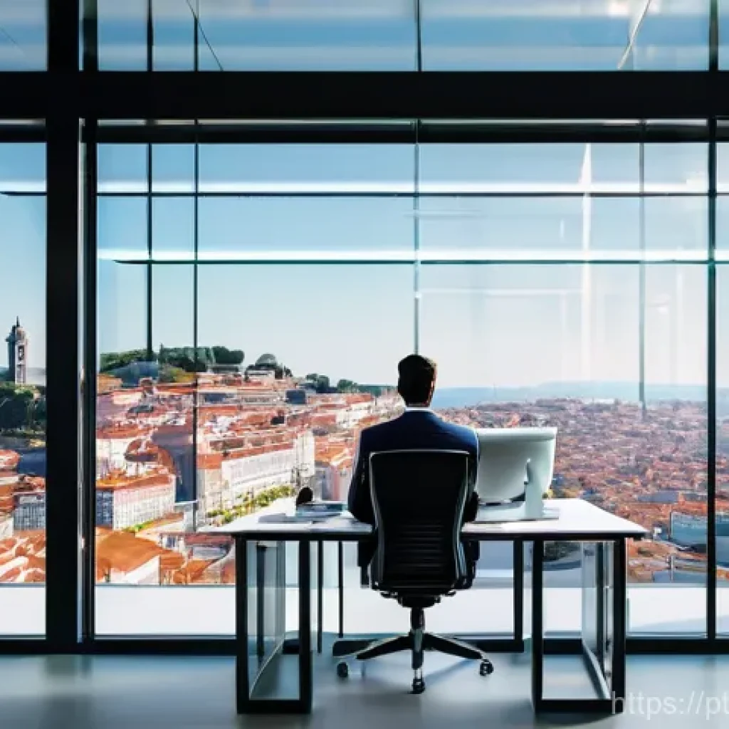 세무사로서의 경력 개발 기회 - **Prompt:** A dynamic and modern Portuguese tax accountant, in their late 30s, dressed in sharp, con...