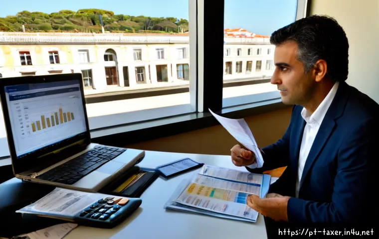 세무사로서 세금 절감 전략 - Photorealistic tax advisor meeting with a Portuguese small business owner in a bright Lisbon office,...